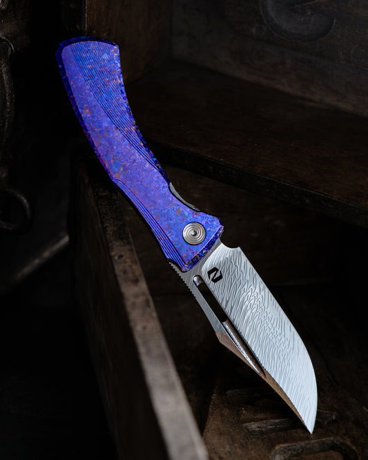 Ghoul XL - Blurple crystalized Ti/ Damasteel (Pre-order)